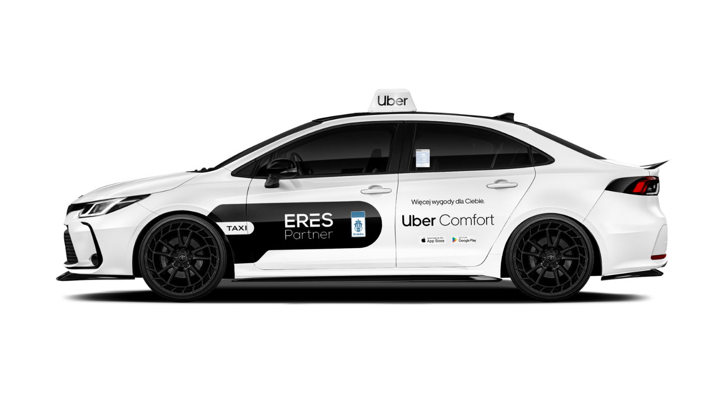 Biała Toyota Corolla ERES Partner z oznaczeniem Uber Comfort