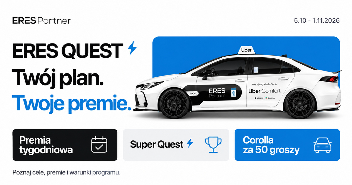 Uber work in Krakow: bonuses for drivers in ERES Quest